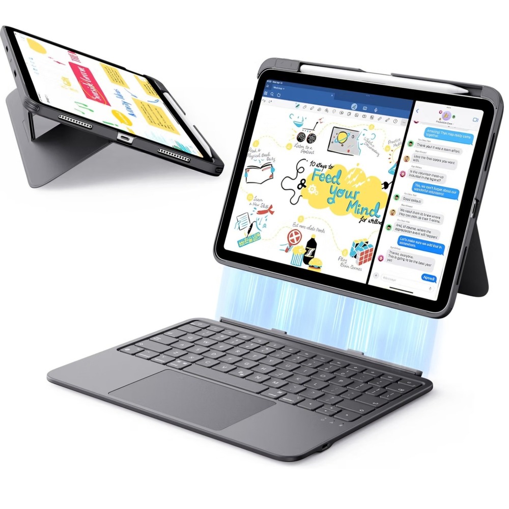 ESR Flex Keyboard Case for iPad 11" A16 11th/10th Gen Dark Gray (No Charger)